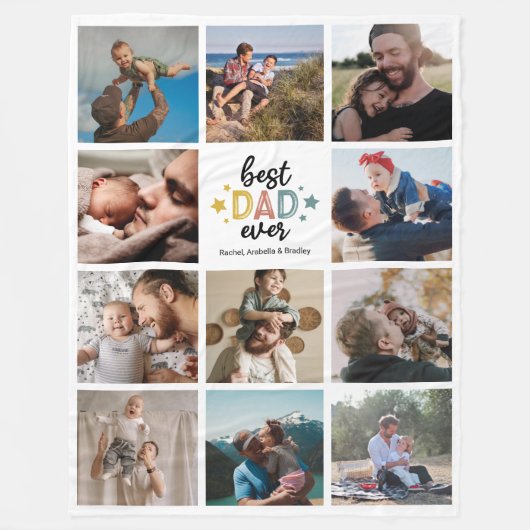 Beste papa ooit 11 foto collage fleece deken (Voorkant)