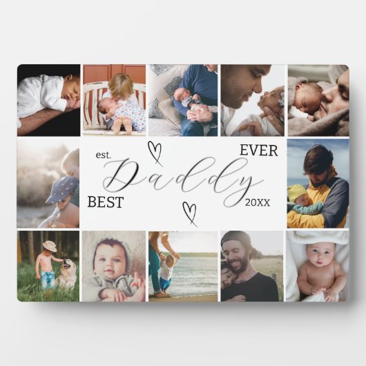 Beste papa ooit 12-foto collage | Vaderdag Fotoplaat (voorkant)