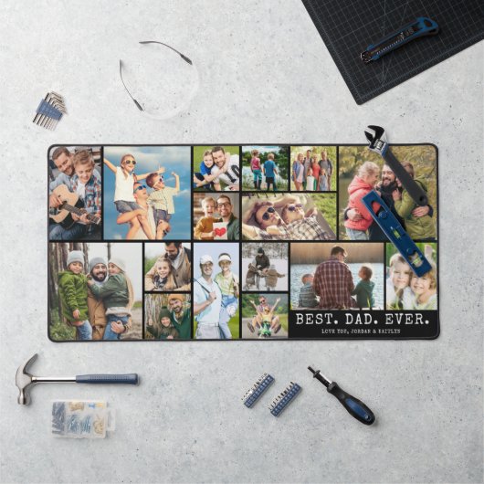 Beste Papa Ooit 16 Foto Collage Bureaumat (Werkstation)