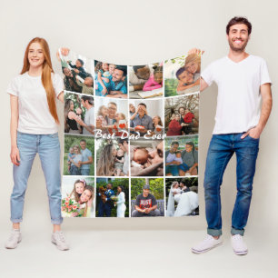 Beste Papa Ooit 16 Foto Collage Gepersonaliseerd V Fleece Deken