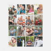 Beste Papa Ooit 16 Foto Collage Gepersonaliseerd V Fleece Deken (Voorkant)