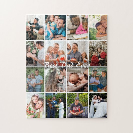 Beste papa ooit 16 foto collage gepersonaliseerd v legpuzzel (Verticaal)