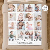 BESTE PAPA Ooit 16 Foto Collage Wit Fleece Deken