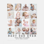 BESTE PAPA Ooit 16 Foto Collage Wit Fleece Deken (Voorkant)