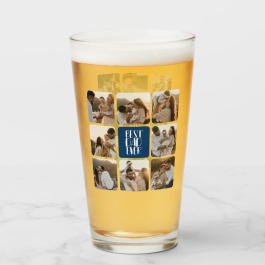 Beste Papa Ooit 16 Foto Handgeschreven Tekst Glas (Voorkant gevuld)