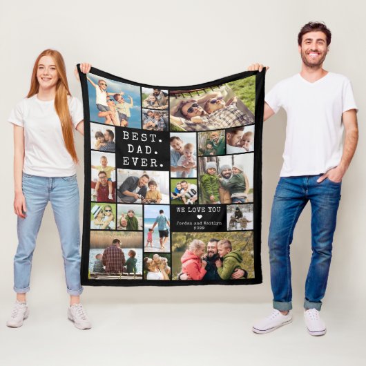 Beste Papa Ooit 19 Fotocollage Herinnering Fleece Deken (In situ)