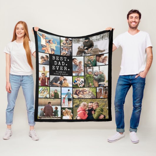 Beste Papa Ooit 20 Foto Collage Herinnering Fleece Deken (In situ)