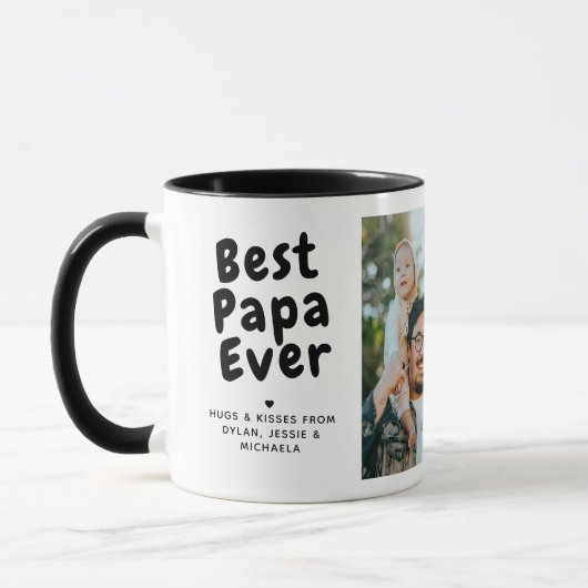 Beste Papa Ooit 2-Foto Collage & Aangepast Bericht Mok (Links)