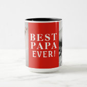 Beste Papa Ooit 2 Foto Collage Rood Mok (Midden)