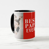 Beste Papa Ooit 2 Foto Collage Rood Mok (Voorkant links)