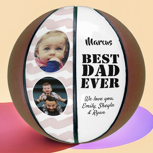 Beste papa ooit 2 foto collage Vaderdag Basketbal