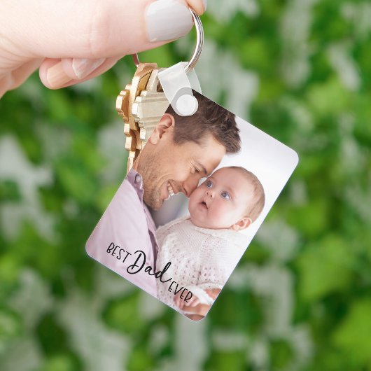 Beste papa ooit 2-foto sleutelhanger