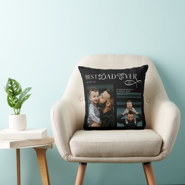 Beste papa ooit 2 foto's moderne vadersdagcadeaus kussen (Stoel)