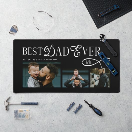 Beste papa ooit 2 foto's moderne vadersdaggeschenk bureaumat (Werkstation)