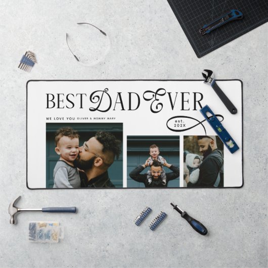 Beste papa ooit 2 foto's moderne vadersdaggeschenk bureaumat (Werkstation)