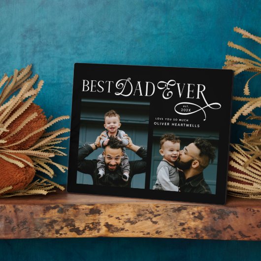 Beste papa ooit 2 foto's moderne vadersdaggeschenk fotoplaat (Zijkant)