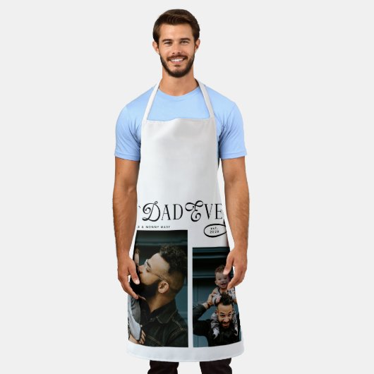 Beste papa ooit 2 foto's moderne vadersdaggeschenk schort (Gedragen)