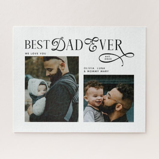 Beste papa ooit 2 foto's Vaderdag Cadeaus Legpuzzel (Horizontaal)