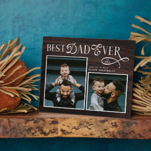 Beste papa ooit 2 foto's Vaderdag robuuste houten Fotoplaat