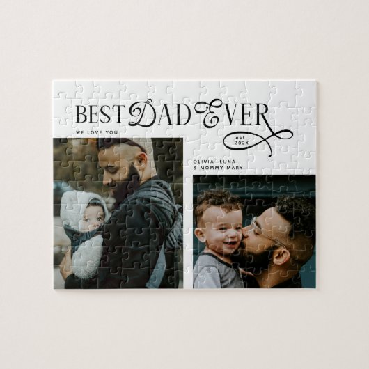 Beste papa ooit 2 foto's Vaderdagcadeaus Legpuzzel (Horizontaal)