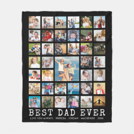 BESTE PAPA Ooit 39 Foto Collage Uw Tekst en Kleur Fleece Deken