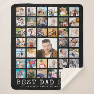 BESTE PAPA OOIT 39 Fotocollage Persoonlijk Zwart Sherpa Deken