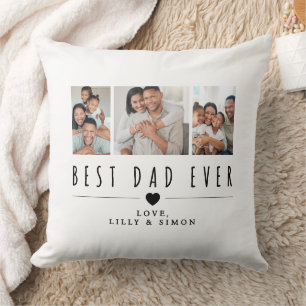 Beste papa ooit   3 aangepaste familiefoto's  kussen