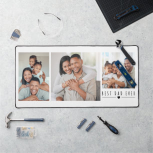 Beste papa ooit 3 foto collage gepersonaliseerd bureaumat