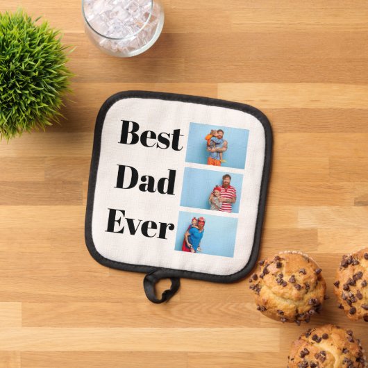 Beste Papa Ooit 3 Foto Collage Pannenlap (Top down)