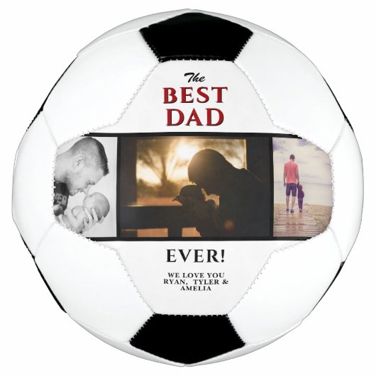 Beste papa ooit 3 foto collage Vaderdag Voetbal (Voorkant)