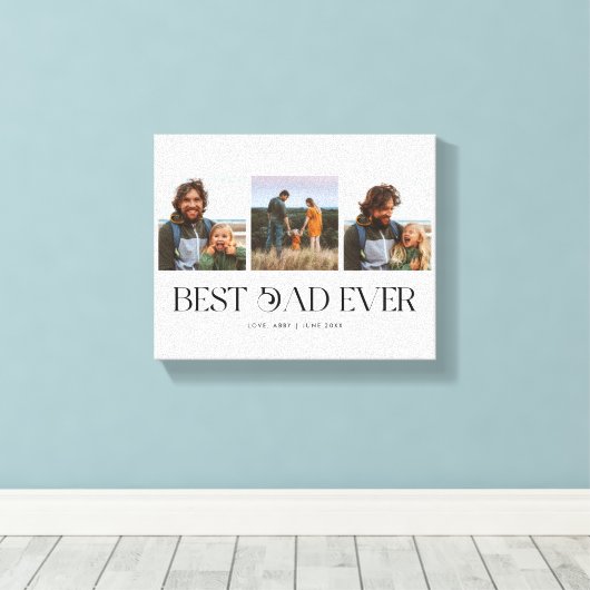 Beste papa ooit | 3-foto Vaderdag Retro Canvas Afdruk (Insitu (Houten vloer))