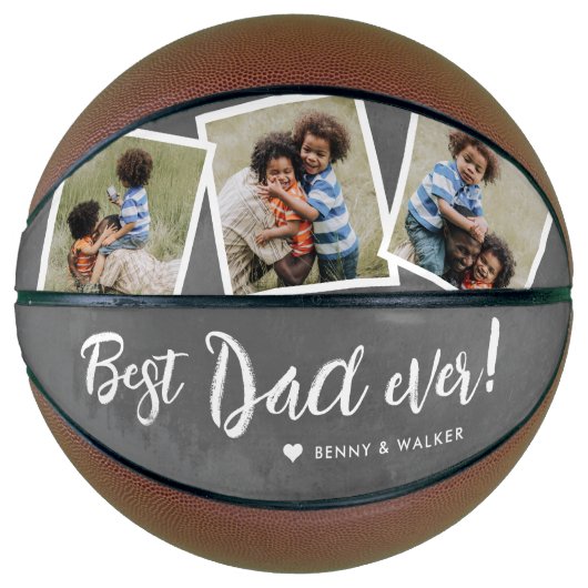 Beste papa ooit 3 foto vaders dag college basketbal (Voorkant)