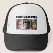 Beste papa ooit 3 foto zwart wit trucker pet (Voorkant)