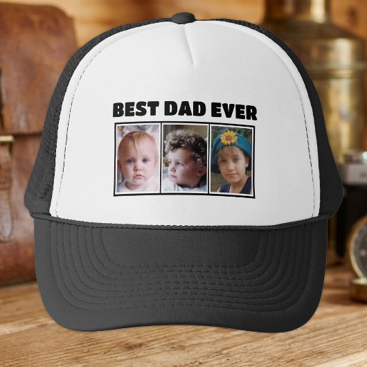 Beste papa ooit 3 foto zwart wit trucker pet