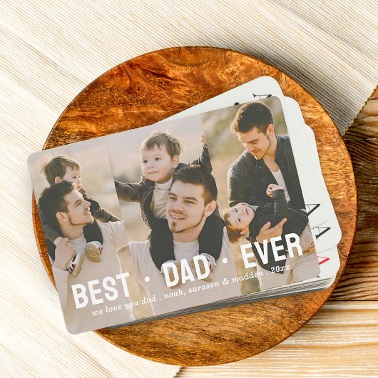 Beste papa ooit 3 fotocollage op maat pokerkaarten