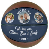 Beste papa ooit 3 foto's Father's Day Keepsake Basketbal (Voorkant)