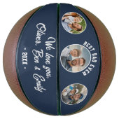 Beste papa ooit 3 foto's Father's Day Keepsake Basketbal (Verticaal)