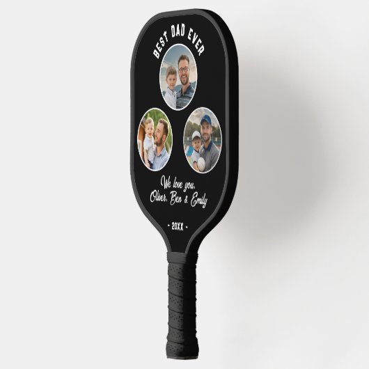 Beste papa ooit 3 foto's Father's Day Keepsake Pickleball Paddle (Links)