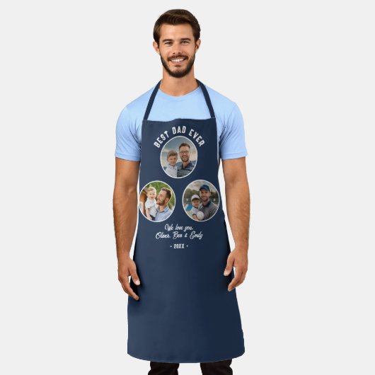 Beste papa ooit 3 foto's Father's Day Keepsake Schort (Gedragen)