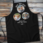 Beste papa ooit 3 foto's Father's Day Keepsake Schort<br><div class="desc">Beste vader ooit 3 foto's Father`s Day Schort. 3 afbeeldingen in een cirkelvormig lijst op een zwarte achtergrond. Voeg 3 foto's,  tekst en jaar toe. Een perfecte keuken of grill cadeau en een zoete aandenken voor Vaderdag voor vader of opa.</div>