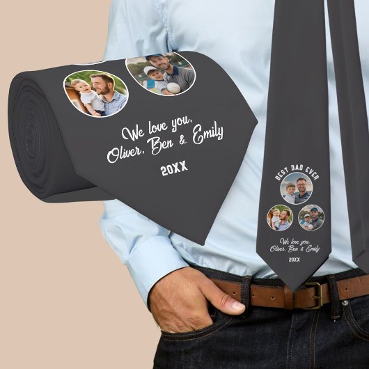 Beste papa ooit 3 foto's Father's Day Keepsake Stropdas