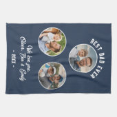 Beste papa ooit 3 foto's Father's Day Keepsake Theedoek (Horizontaal)