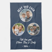 Beste papa ooit 3 foto's Father's Day Keepsake Theedoek (Verticaal)