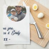 Beste papa ooit 3 foto's Father's Day Keepsake Theedoek (Quarter Fold)