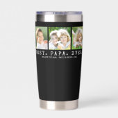 BESTE PAPA OOIT 3 foto's gepersonaliseerd Geïsoleerde Drinkbeker (Achterkant)