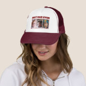 Beste papa ooit 3 foto's maroon wit trucker pet (In situ)