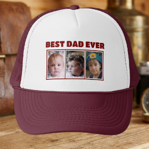 Beste papa ooit 3 foto's maroon wit trucker pet