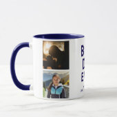 Beste papa ooit 4 foto collage blauw mok (Links)