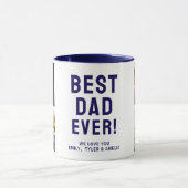 Beste papa ooit 4 foto collage blauw mok (Midden)