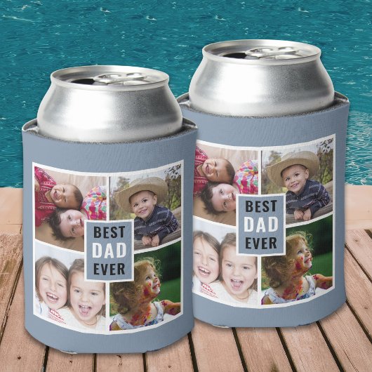 Beste papa ooit 4 foto collage gepersonaliseerd gr blikjeskoeler